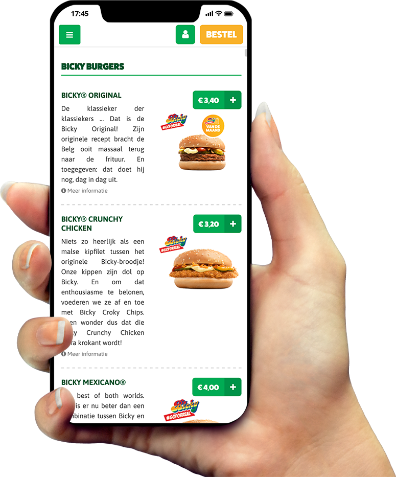 Voorbeeld van onze app op smartphone Voorbeeld van onze app op smartphone